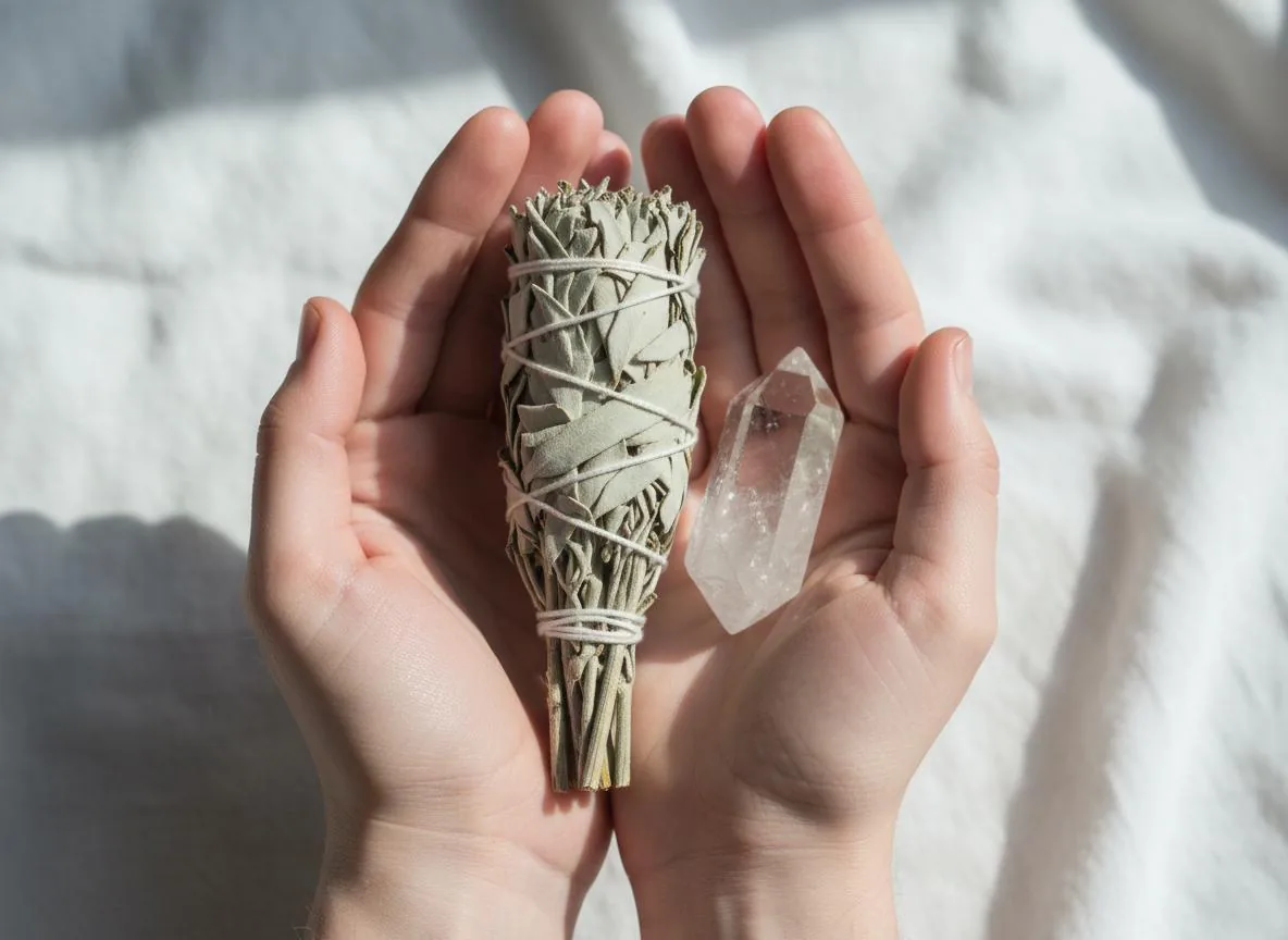 Sauge et cristal pour purification