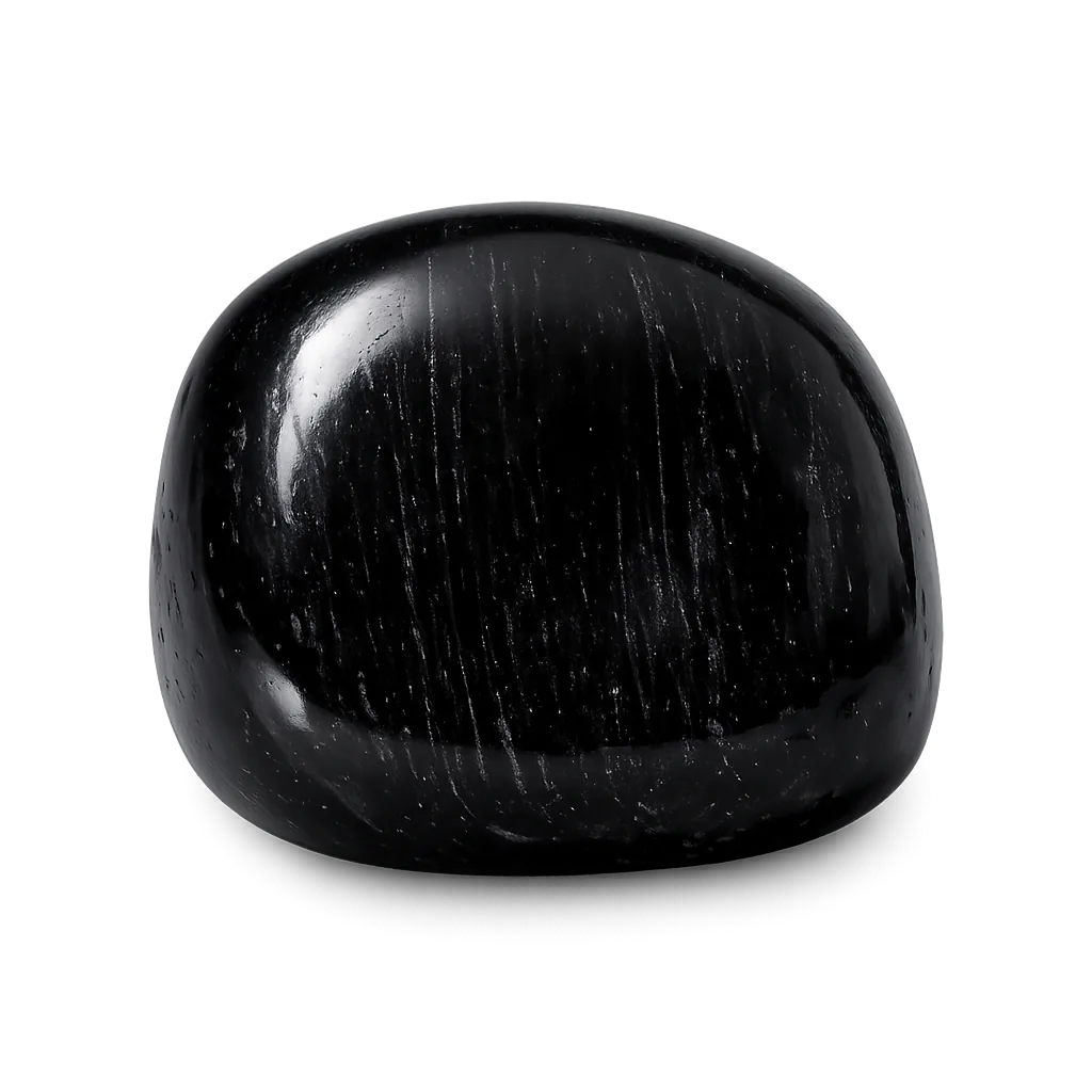 Tourmaline noire naturelle, pierre polie, photo réaliste