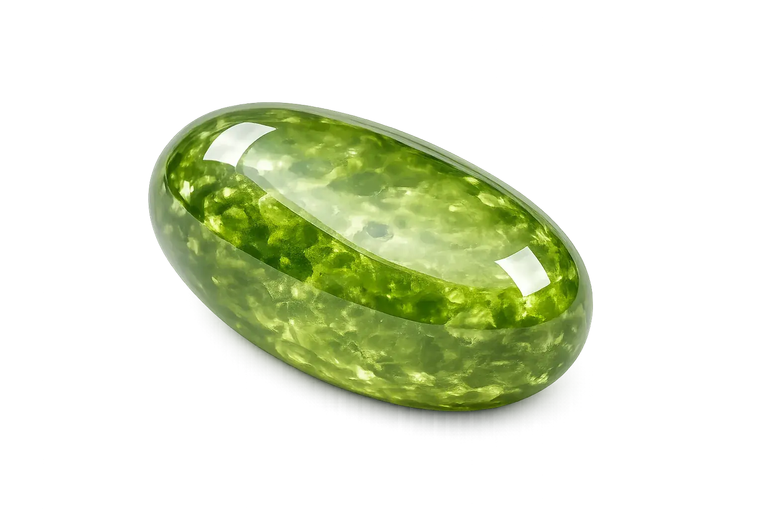 Peridot naturelle, pierre polie, photo réaliste